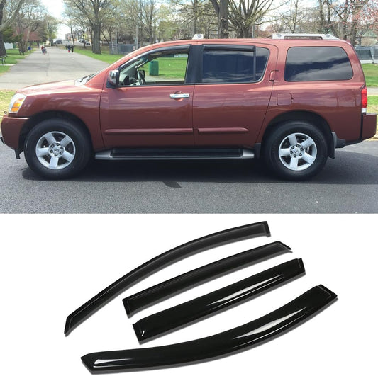 94134 Side Window Wind Deflector,4pcs Outside Mount Style Sun Rain Guards Set,Nice Window Visors fit for 2005-2015 Nissan Armada