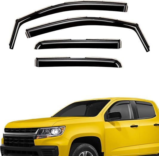 Extra Durable Window Deflectors in-Channel Window Visors Rain Guards Fit for Chevrolet (Chevy) Colorado 2015-2022 Crew Cab, Sun Visors, Wind Vent for Shades, Exterior Car Accessories - 4pcs. AG0275