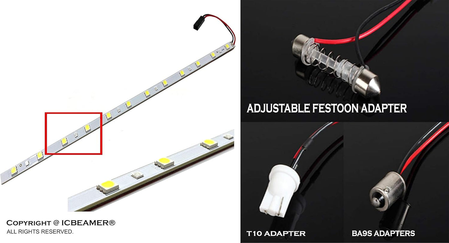 ICBEAMER 12" Red to White 18 SMDs 2835 LED Strip Light Universal Fit Car Trunk Cargo Area or Interior Illumination