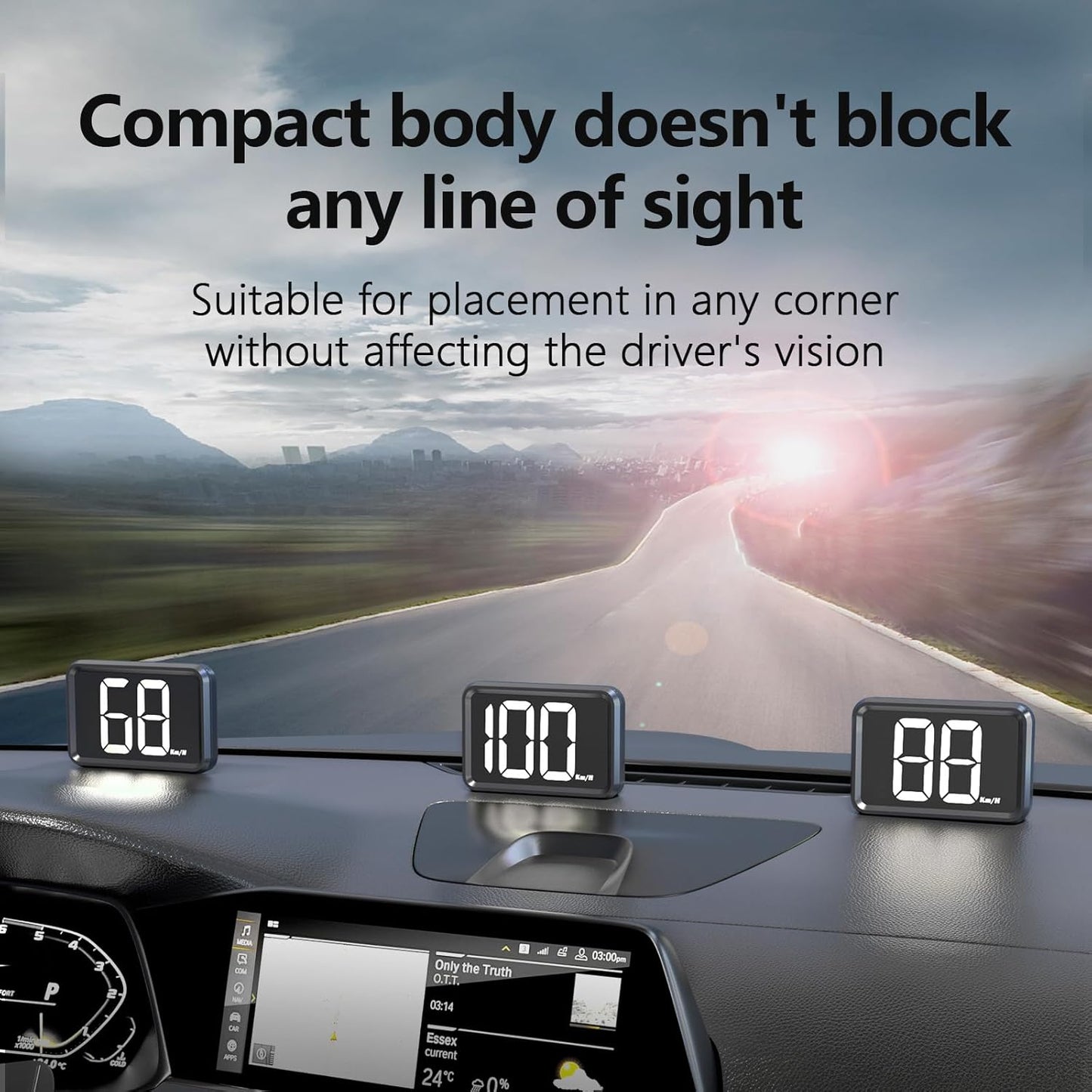 GPS Digital Speed Meter with MPH, Car Head Up Display for All Cars, USB Cable Plug & Play