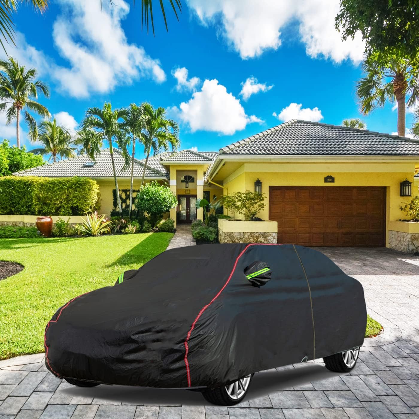 Breathable New Material, Waterproof Car Cover, Locks and Zipper Doors, Sunscreen Waterproof UV Prevention Snowproof Wind and Windproof,Suitable for Indoor Outdoor,for Sedan (Up to 181")