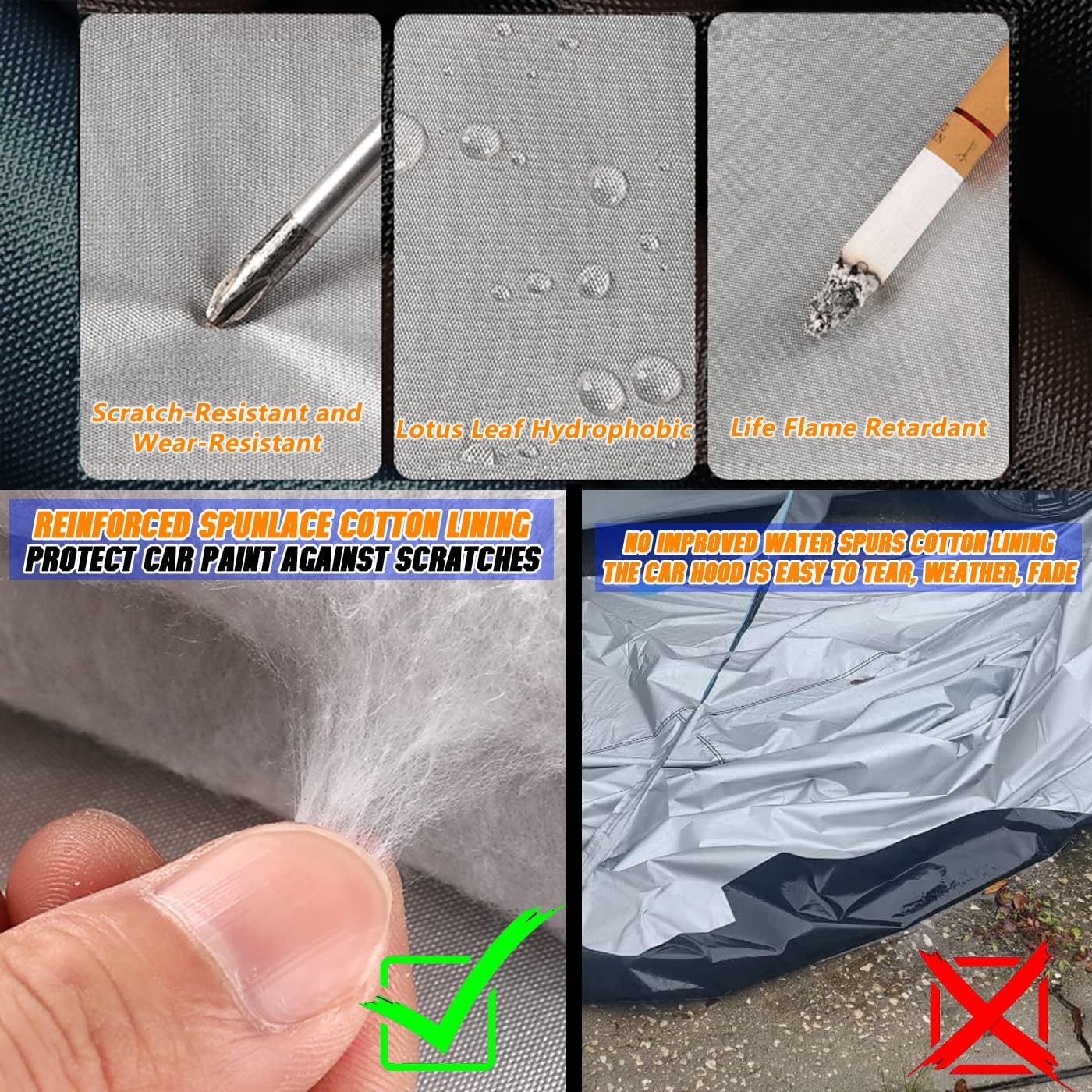 Breathable New Material, Waterproof Car Cover, Locks and Zipper Doors, Sunscreen Waterproof UV Prevention Snowproof Wind and Windproof,Suitable for Indoor Outdoor,for Pickup 230"-260",B9